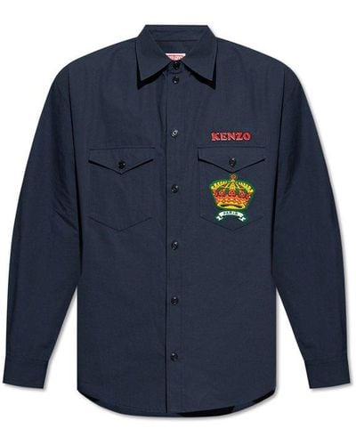 KENZO Shirt With Logo, - Blue