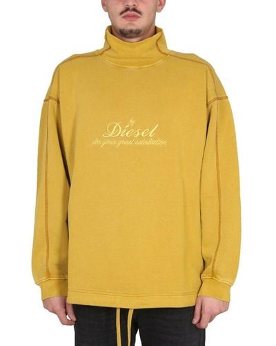 DIESEL Logo Embroidered Knit Sweater - Yellow