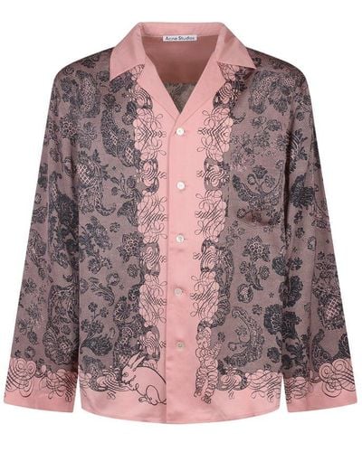 Acne Studios Floral Printed Long-sleeved Shirt - Pink