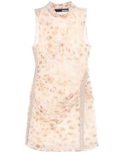 ROTATE BIRGER CHRISTENSEN Leopard Printed Sleeveless Mini Dress - Natural