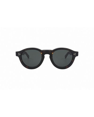 Lesca Gaston Round Frame Sunglasses - Black
