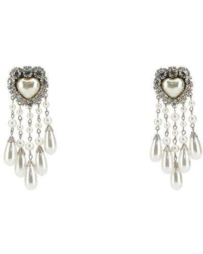 Alessandra Rich Heart-shape Embellished Earrings - Metallic