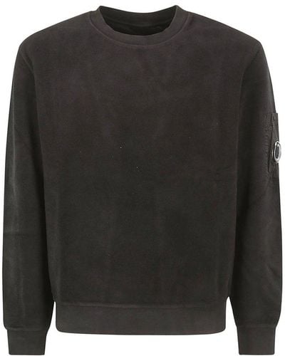 C.P. Company Reverse Brushed Crewneck Sweatshirt - Black