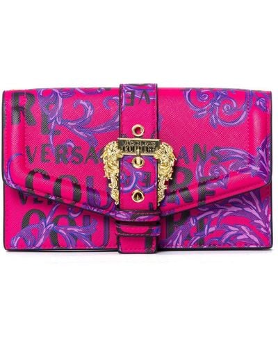 Versace Couture-printed Chain-linked Crossbody Bag - Purple