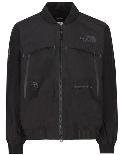 The North Face Logo Printed Zipped Jacket - Black