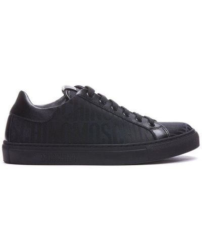 Moschino Logo Printed Lace-up Sneakers - Black