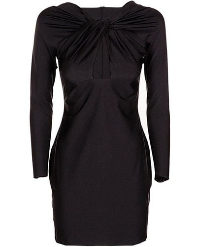 Coperni Draped Long-sleeved Dress - Black
