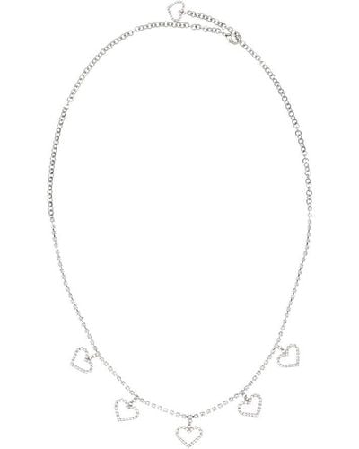 Alessandra Rich Crystal Belt With Heart Pendants - White