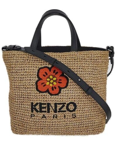 KENZO Flower-embroidered Tote Bag - Natural