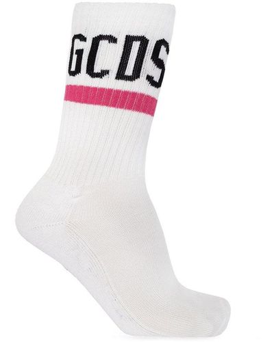 Gcds Cotton Socks With Logo, - White