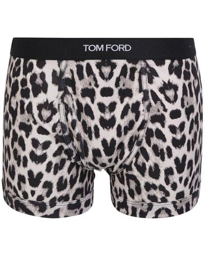 Tom Ford Animal Print Skinny Cut Boxers - Black