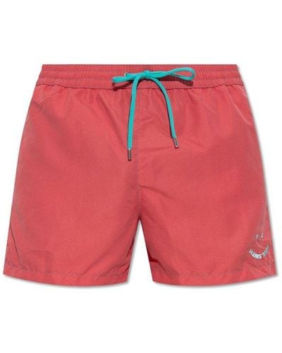 Paul Smith Swimming Shorts With Logo - Red