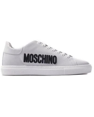 Moschino Logo Lettering Round Toe Sneakers - White