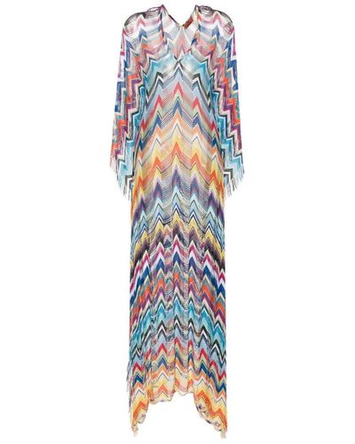 Missoni All-over Patterned Maxi Beach Dress - Blue