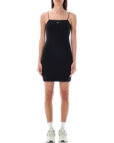 Nike Sportswear Chill Knitted Tight Mini-rib Cami Dress - Black