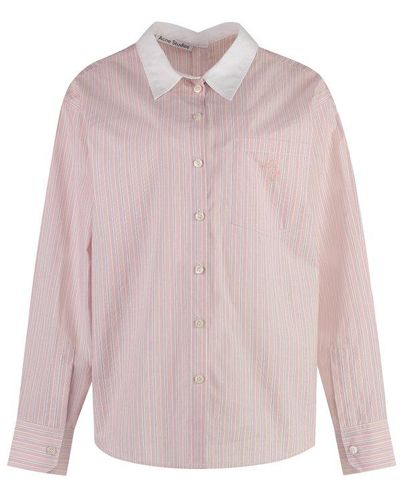 Acne Studios Striped Cotton Shirt - Pink