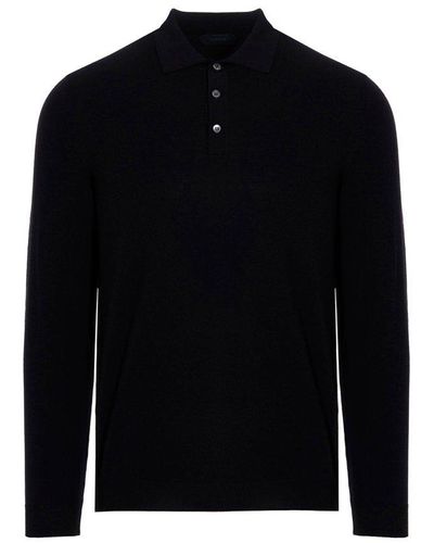 Zanone Long Sleeved Polo Shirt - Black