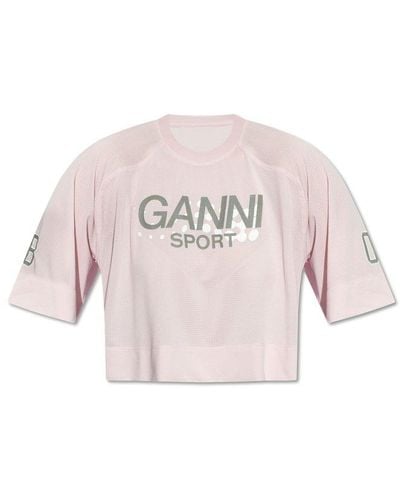 Ganni T-shirt With Logo - Pink