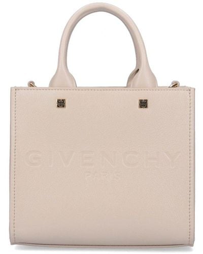 Givenchy Mini Logo Embossed Tote Bag - Natural