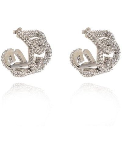 Dolce & Gabbana Earrings With Logo, - Metallic