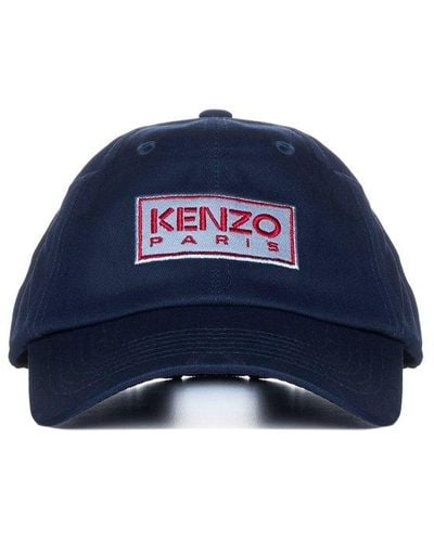 KENZO Logo Cotton Baseball Hat - Blue
