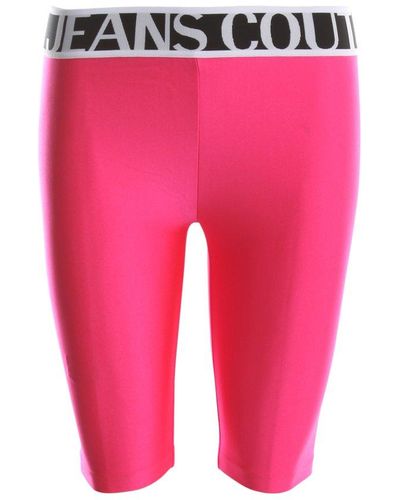 Versace Logo-waistband Knee-length Cycling Shorts - Pink