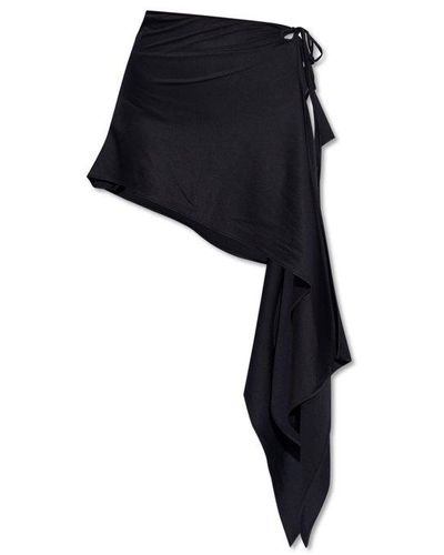 The Attico Wrap-up Side Tie Beach Skirt - Black