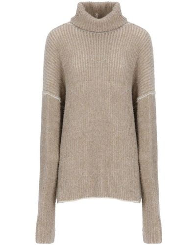 Uma Wang Roll-neck Knitted Sweater - Natural