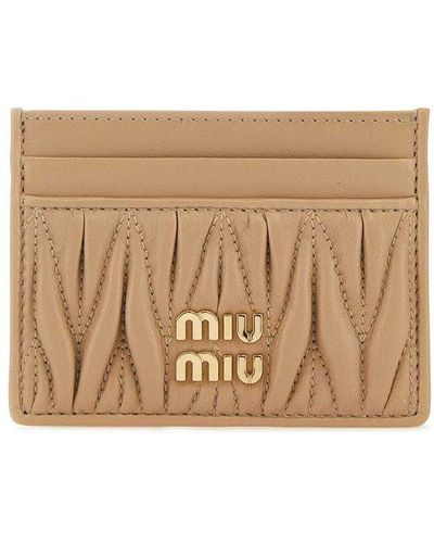 Miu Miu Black Matelassé Leather Lanyard ID Card Holder Miu Miu