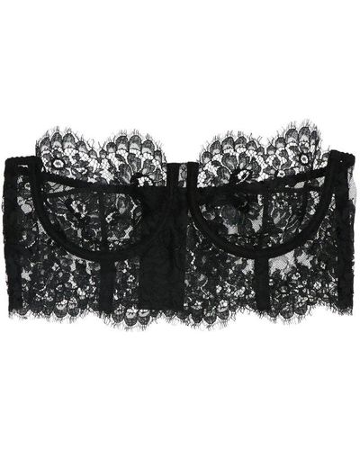 Dolce & Gabbana Floral Lace Cropped Bralette - Black
