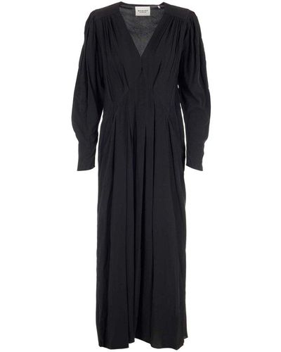 Isabel Marant V-neck Long-sleeve Maxi Dress - Black