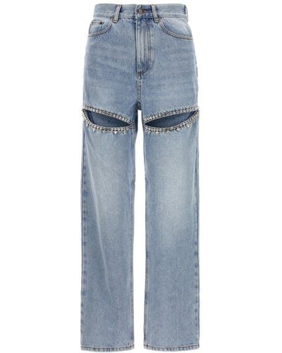 Area Embellished Straight-leg Jeans - Blue
