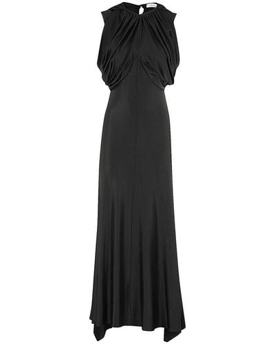 Rabanne Gather Detailed Midi Dress - Black