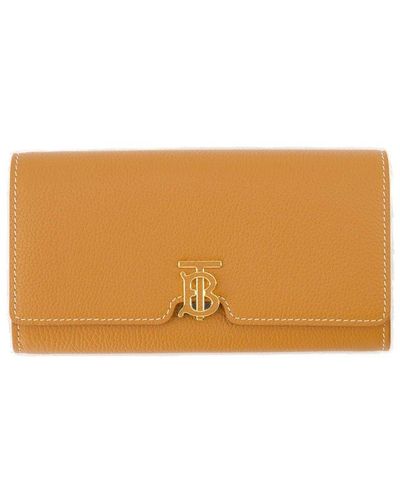 Burberry Tb Plaque Foldover-top Continental Wallet - Orange