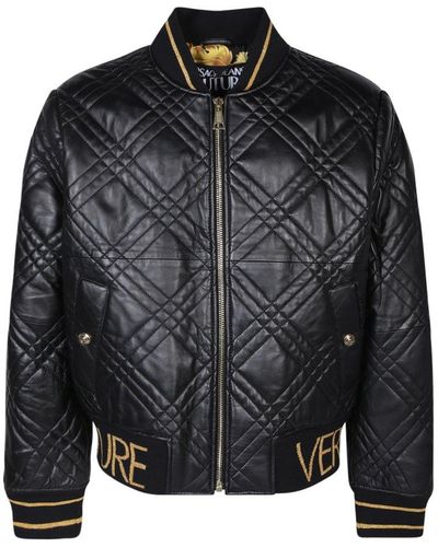 Versace Quilted Bomber Jacket - Black