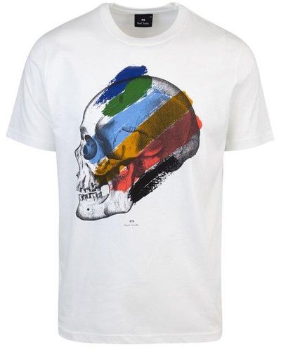 PS by Paul Smith Skull Printed Crewneck T-shirt - White