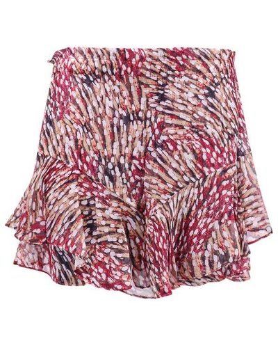 Isabel Marant Sornel Patterned High-waist Chiffon Shorts - Red