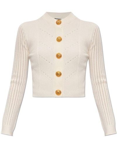 Balmain Cardigan With Decorative Buttons, - White