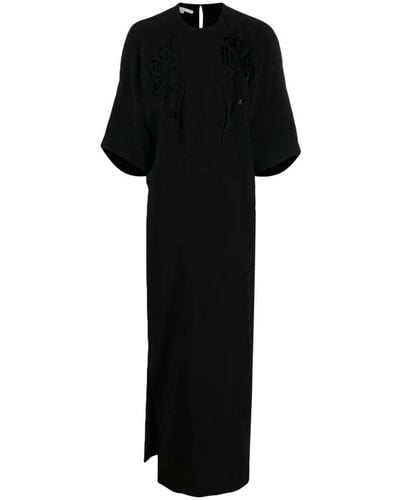 Stella McCartney Broderie-anglaise Floral Long Dress - Black