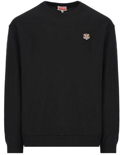 KENZO Lucky Tiger Embroidered Knit Jumper - Black