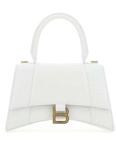 Balenciaga Hourglass Small Top Handle Bag - White