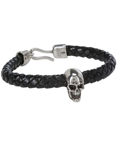 Alexander McQueen Braided Skull Bracelet - Black