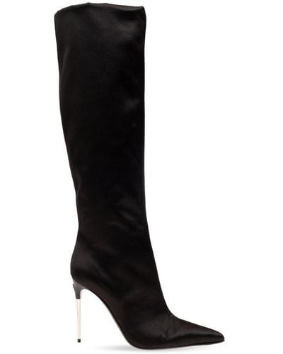 Dolce & Gabbana Pointed Toe Satin Boots - Black