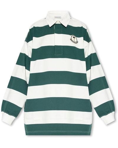 Moncler Genius Moncler X Palm Angels Striped Long Sleeved Polo Shirt - Green