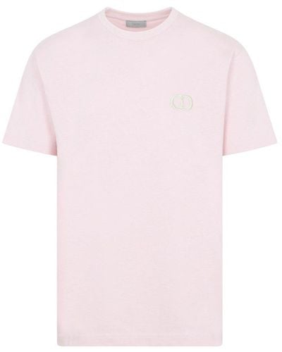 Dior Cd Embroidered Crewneck T-shirt - Pink