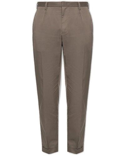 Emporio Armani Logo Plaque Satin Chino Trousers - Grey