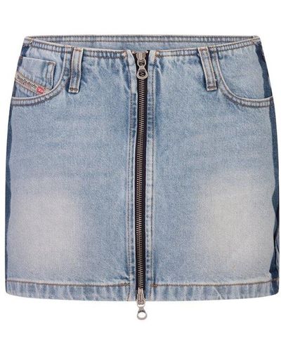 DIESEL De-ron-s4 Low-waist Mini Denim Skirt - Blue
