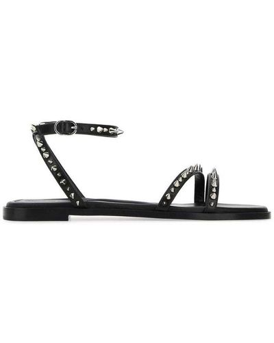 Alexander McQueen Spike Studded Flat Sandals - Black