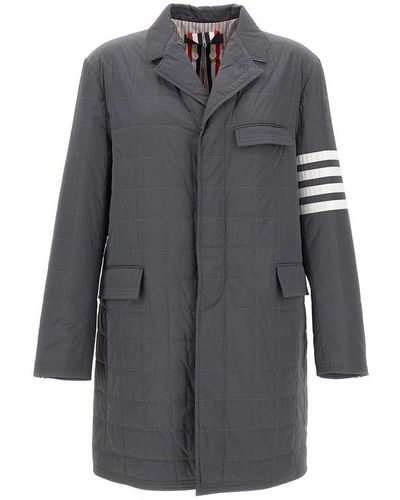 Thom Browne Long Sleeved 4-bar Motif Tailored Coat - Grey