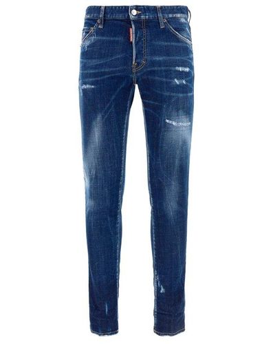DSquared² Mid Waisted Logo Patch Jeans - Blue